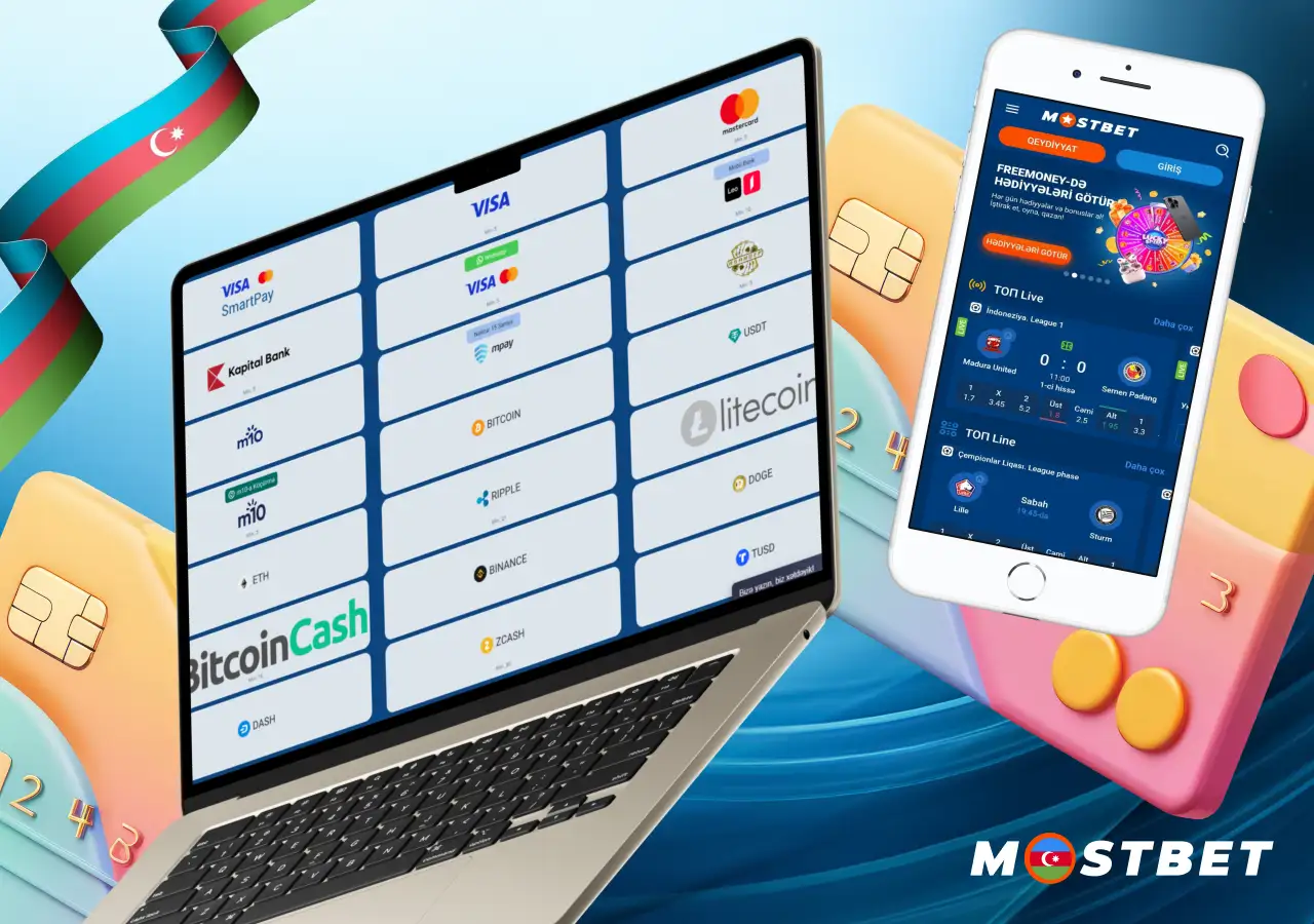 Mostbet saytında mövcud ödəniş üsulları