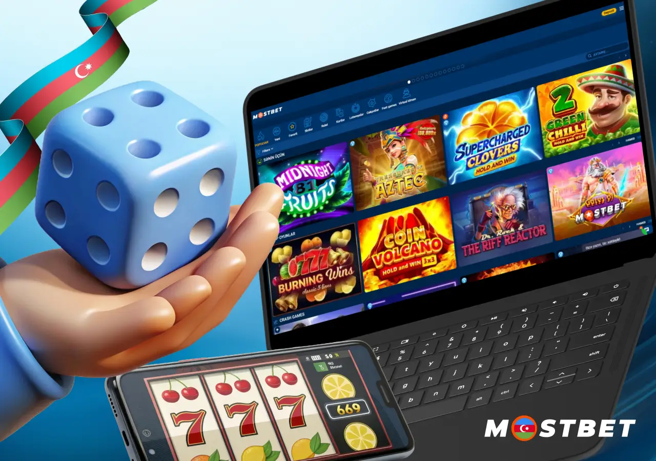 3000-dən çox oyun və bir çox kateqoriyadan ibarət kazino bölməsinin təsviri